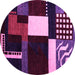 Round Machine Washable Abstract Pink Modern Rug, wshabs4231pnk