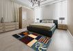 Abstract Khaki Green Modern Rug in a Bedroom, abs4231