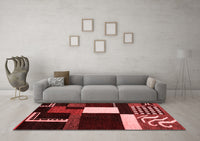 Machine Washable Abstract Red Modern Rug, wshabs4231red