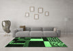 Machine Washable Abstract Emerald Green Modern Area Rugs in a Living Room,, wshabs4231emgrn