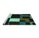 Sideview of Machine Washable Abstract Turquoise Modern Area Rugs, wshabs4231turq