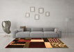 Machine Washable Abstract Orange Modern Area Rugs in a Living Room, wshabs4231org