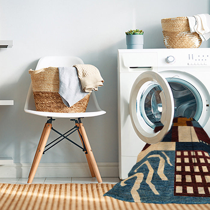 Machine Washable Abstract Khaki Green Rug in a Washing Machine, wshabs4231