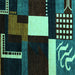 Square Abstract Turquoise Modern Rug, abs4231turq