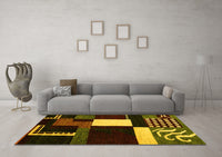 Machine Washable Abstract Yellow Modern Rug, wshabs4231yw