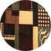 Round Machine Washable Abstract Brown Modern Rug, wshabs4231brn