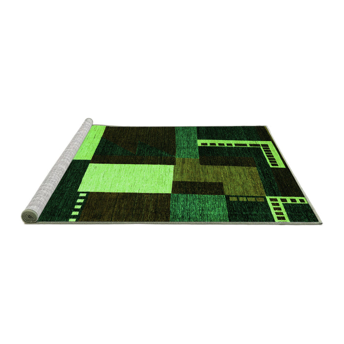 Sideview of Machine Washable Abstract Green Modern Area Rugs, wshabs4231grn
