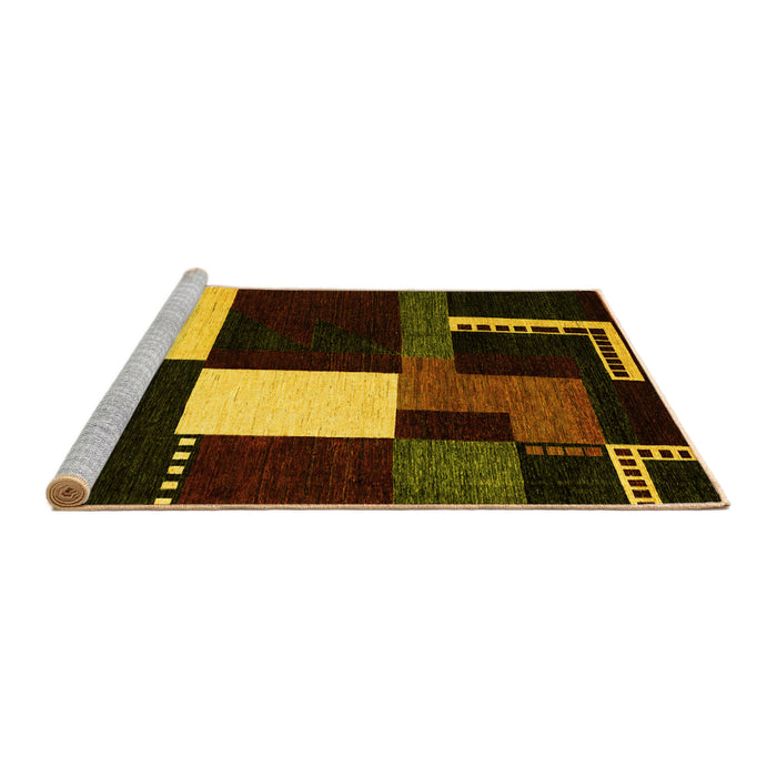 Sideview of Machine Washable Abstract Yellow Modern Rug, wshabs4231yw