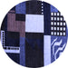 Round Machine Washable Abstract Blue Modern Rug, wshabs4231blu