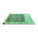 Sideview of Machine Washable Abstract Turquoise Modern Area Rugs, wshabs4232turq