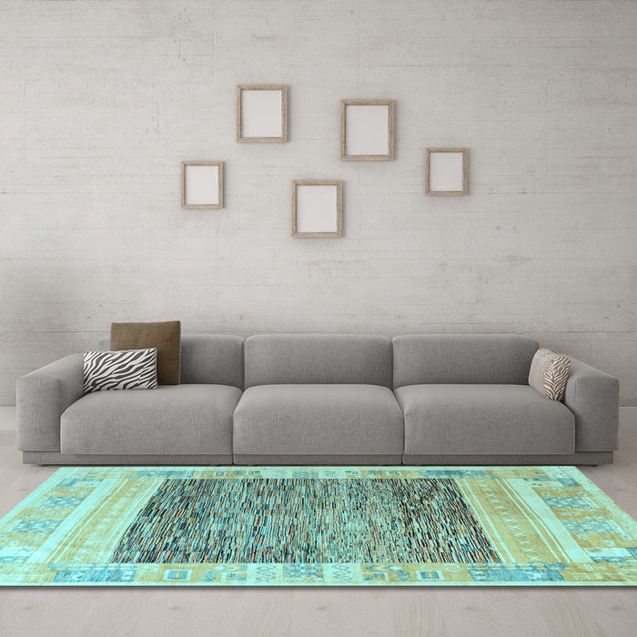 Machine Washable Abstract Light Blue Modern Rug in a Living Room, wshabs4232lblu