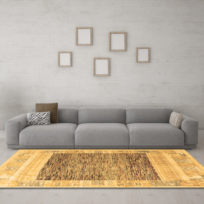 Machine Washable Abstract Brown Modern Rug in a Living Room,, wshabs4232brn