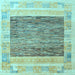 Square Abstract Light Blue Modern Rug, abs4232lblu