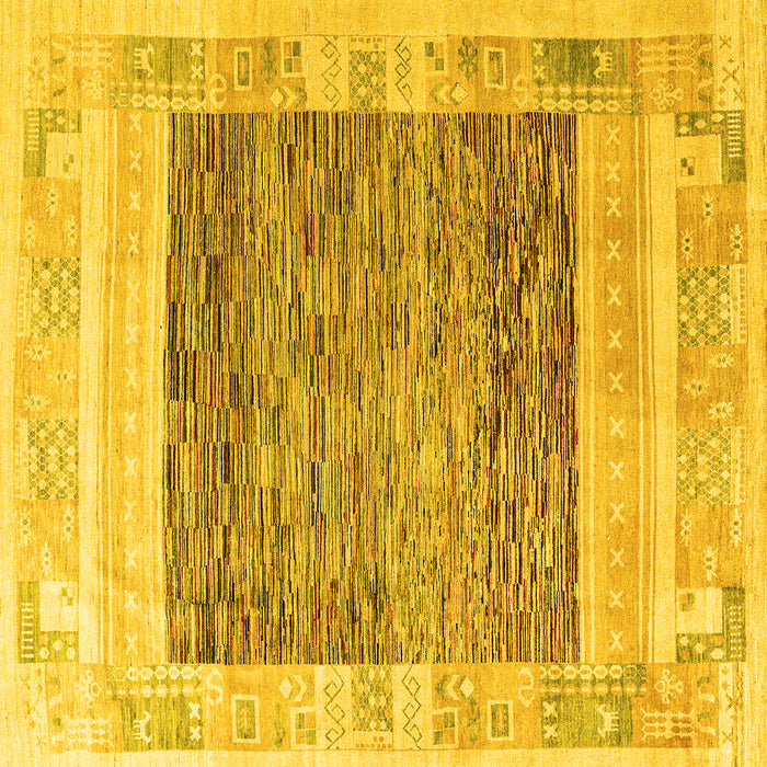 Square Machine Washable Abstract Yellow Modern Rug, wshabs4232yw