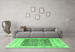 Machine Washable Abstract Emerald Green Modern Area Rugs in a Living Room,, wshabs4232emgrn