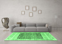 Machine Washable Abstract Emerald Green Modern Rug, wshabs4232emgrn