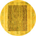 Round Abstract Yellow Modern Rug, abs4232yw