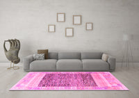 Machine Washable Abstract Pink Modern Rug, wshabs4232pnk