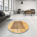 Round Abstract Chocolate Brown Modern Rug in a Office, abs4232