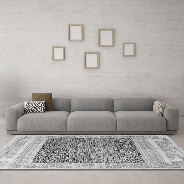 Machine Washable Abstract Gray Modern Rug in a Living Room,, wshabs4232gry