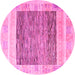 Round Machine Washable Abstract Pink Modern Rug, wshabs4232pnk