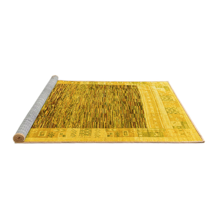 Sideview of Machine Washable Abstract Yellow Modern Rug, wshabs4232yw
