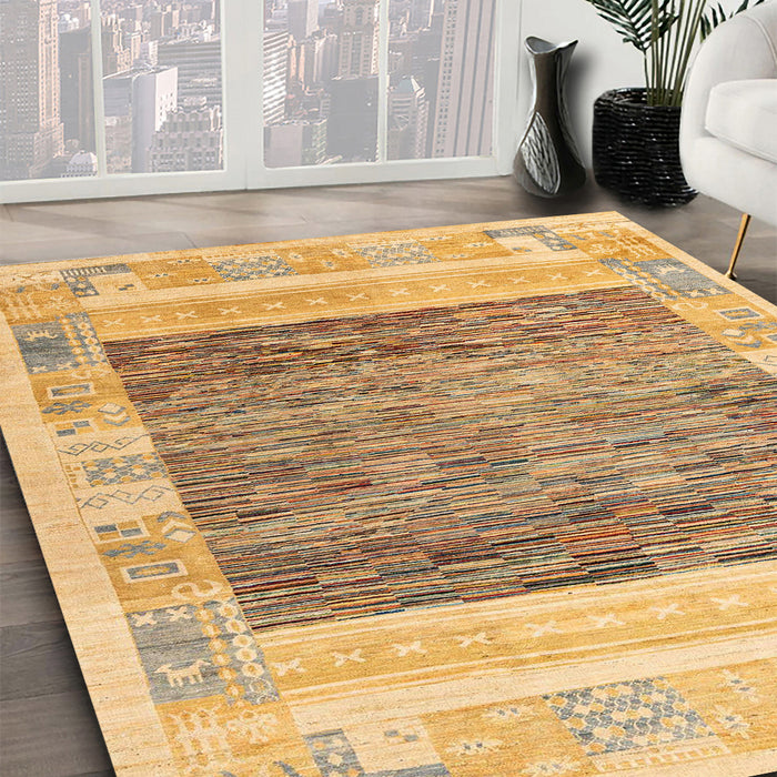 Abstract Chocolate Brown Modern Rug in Family Room, abs4232
