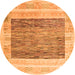 Round Machine Washable Abstract Orange Modern Area Rugs, wshabs4232org