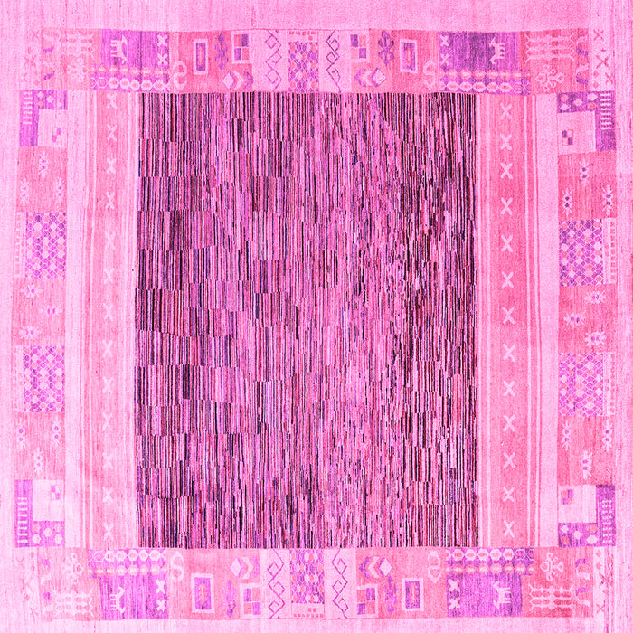 Square Machine Washable Abstract Pink Modern Rug, wshabs4232pnk