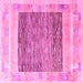 Square Machine Washable Abstract Pink Modern Rug, wshabs4232pnk