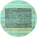 Round Abstract Light Blue Modern Rug, abs4232lblu