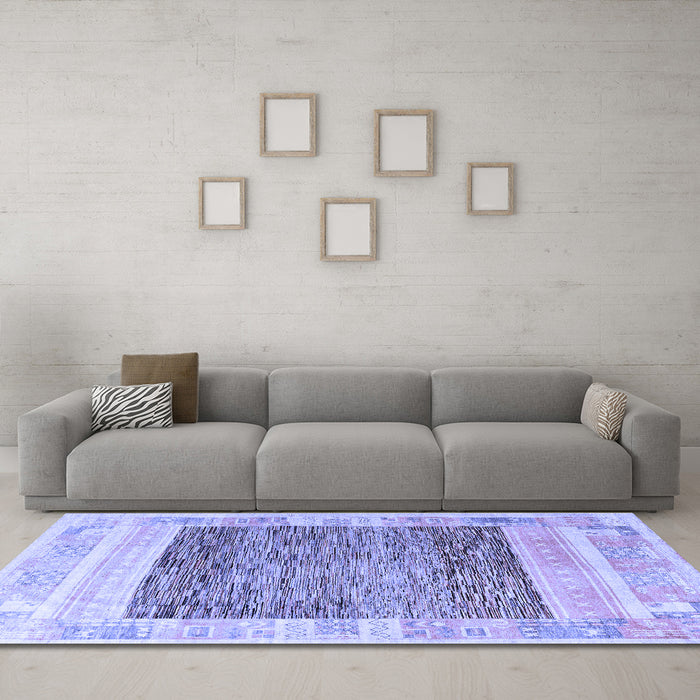 Machine Washable Abstract Blue Modern Rug in a Living Room, wshabs4232blu