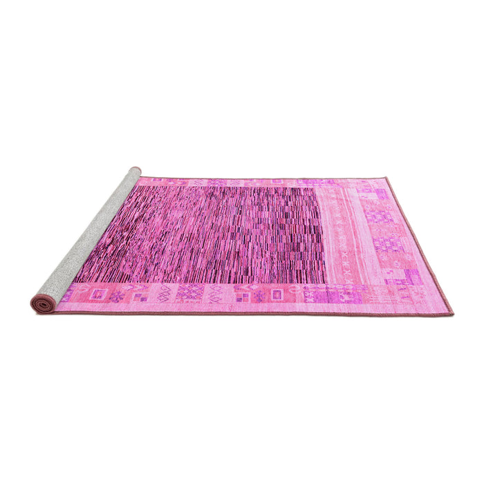 Sideview of Machine Washable Abstract Pink Modern Rug, wshabs4232pnk