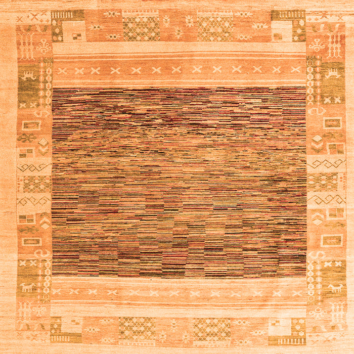 Square Machine Washable Abstract Orange Modern Area Rugs, wshabs4232org