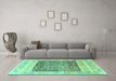 Machine Washable Abstract Turquoise Modern Area Rugs in a Living Room,, wshabs4232turq