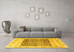 Machine Washable Abstract Yellow Modern Rug in a Living Room, wshabs4232yw