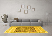 Machine Washable Abstract Yellow Modern Rug, wshabs4232yw