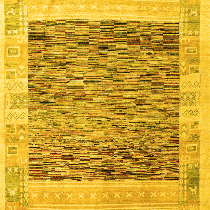Machine Washable Abstract Yellow Modern Rug, wshabs4232yw