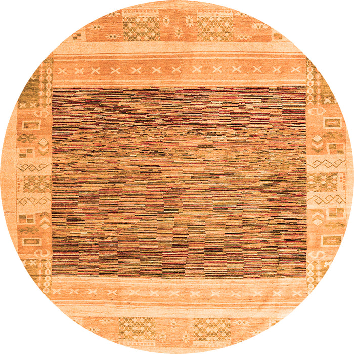 Round Abstract Orange Modern Rug, abs4232org