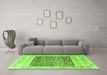 Machine Washable Abstract Green Modern Area Rugs in a Living Room,, wshabs4232grn