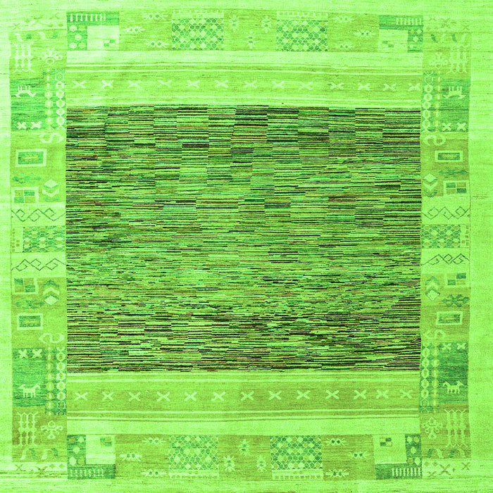 Square Machine Washable Abstract Green Modern Area Rugs, wshabs4232grn