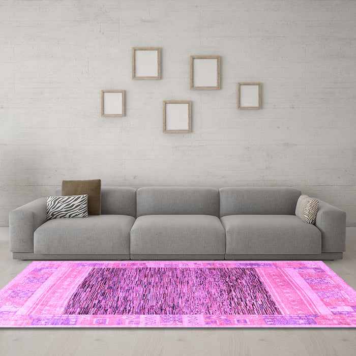 Machine Washable Abstract Purple Modern Area Rugs in a Living Room, wshabs4232pur