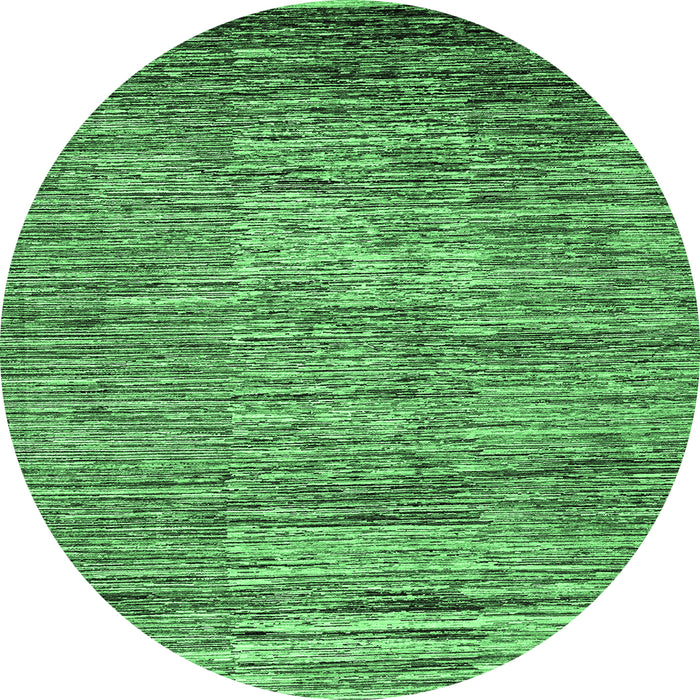 Round Machine Washable Abstract Emerald Green Modern Area Rugs, wshabs4233emgrn