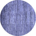 Round Abstract Blue Modern Rug, abs4233blu