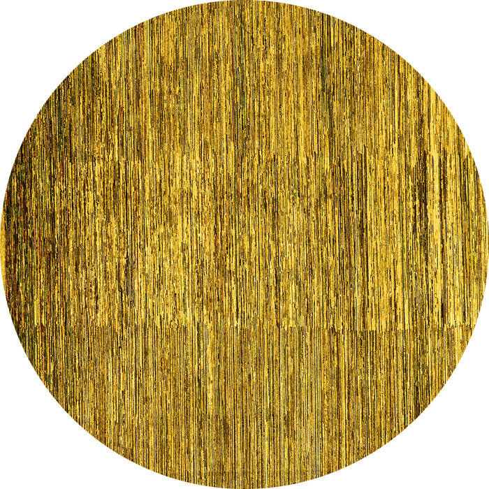 Round Machine Washable Abstract Yellow Modern Rug, wshabs4233yw