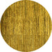 Round Machine Washable Abstract Yellow Modern Rug, wshabs4233yw