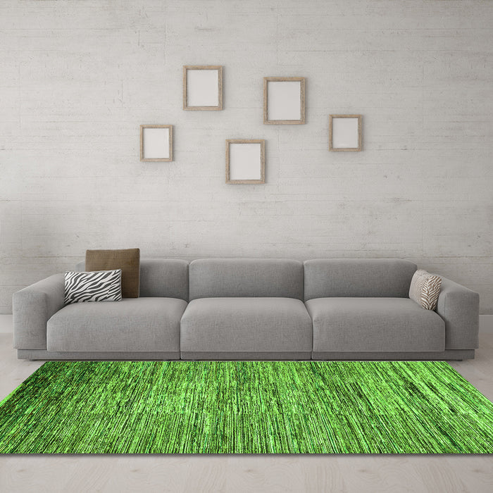 Machine Washable Abstract Green Modern Area Rugs in a Living Room,, wshabs4233grn