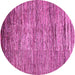 Round Machine Washable Abstract Pink Modern Rug, wshabs4233pnk