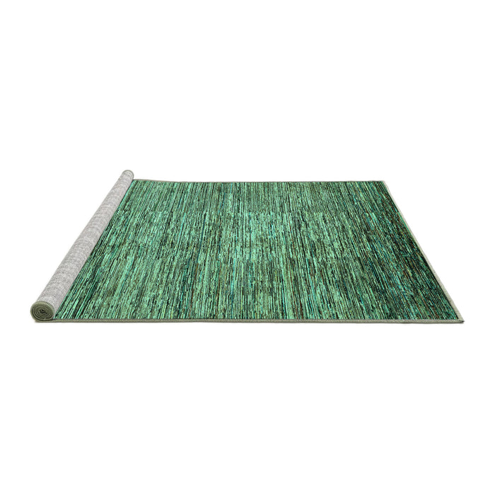 Sideview of Machine Washable Abstract Turquoise Modern Area Rugs, wshabs4233turq