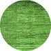 Round Machine Washable Abstract Green Modern Area Rugs, wshabs4233grn